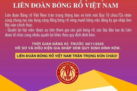 MỜI ĐĂNG KÝ GIA NHẬP HỘI VIÊN LIÊN ĐOÀN BÓNG RỔ VIỆT NAM