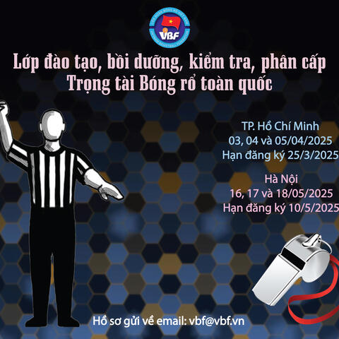 Lớp đào tạo, bồi dưỡng, kiểm tra, phân cấp Trọng tài Bóng rổ toàn quốc.