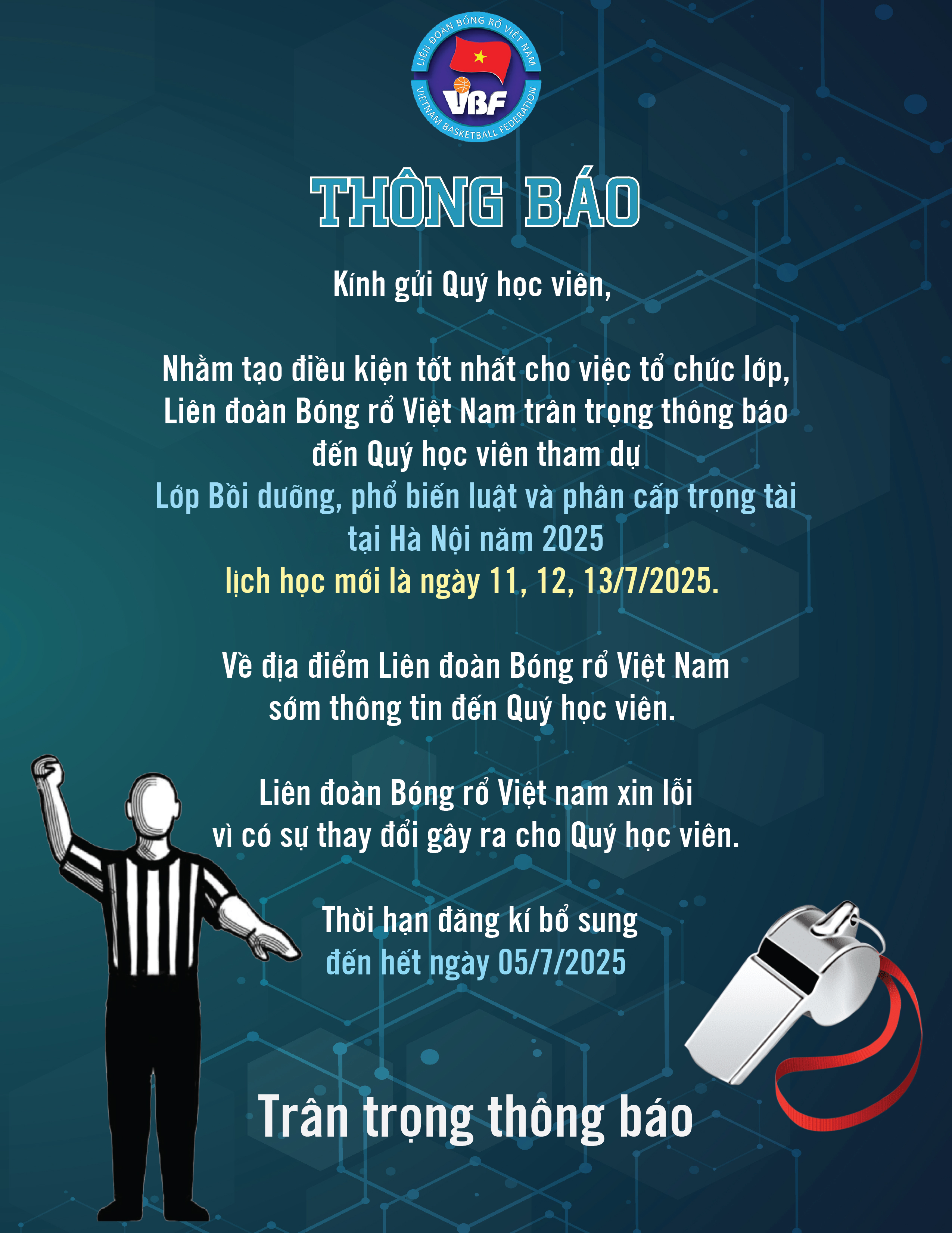 Lớp bồi dưỡng, Phổ biến luật và phân cấp trọng tài bóng rổ 2025 - Hà Nội.