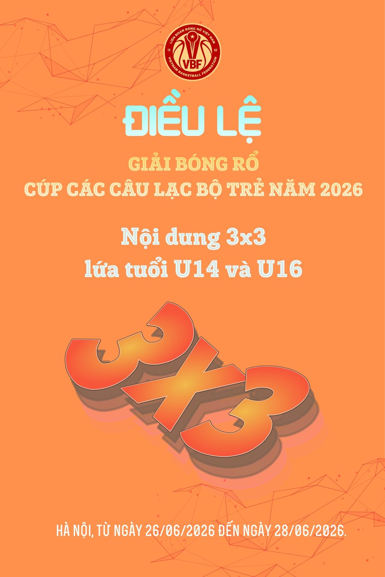 Giải Bóng rổ Cúp các Câu lạc bộ trẻ năm 2026 (nội dung 3x3, lứa tuổi U14 và U16)