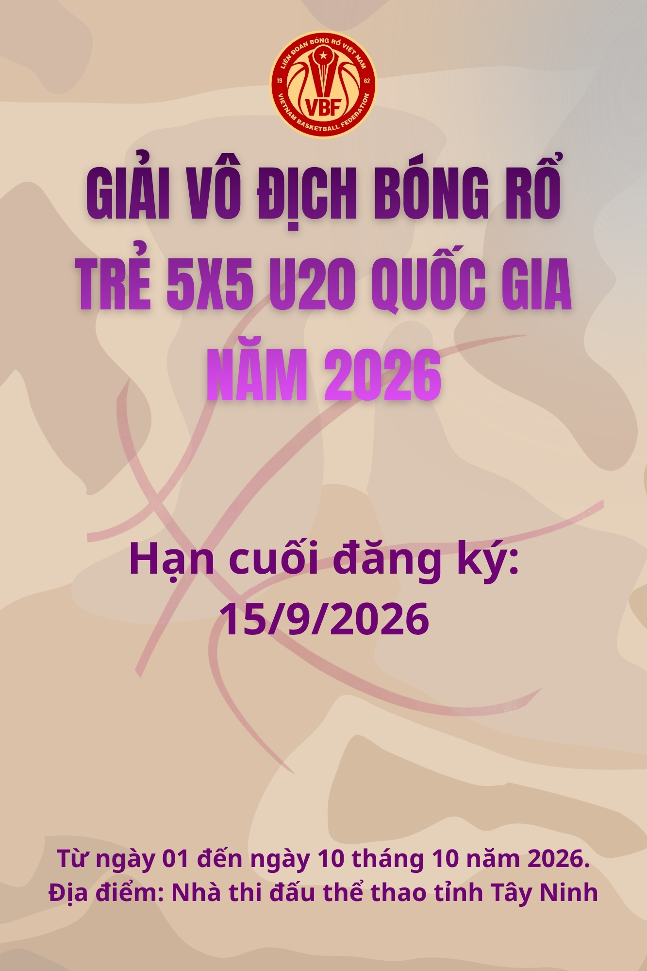 🏀 Giải Vô địch Bóng rổ trẻ 5x5 U20 quốc gia năm 2026.🏆
