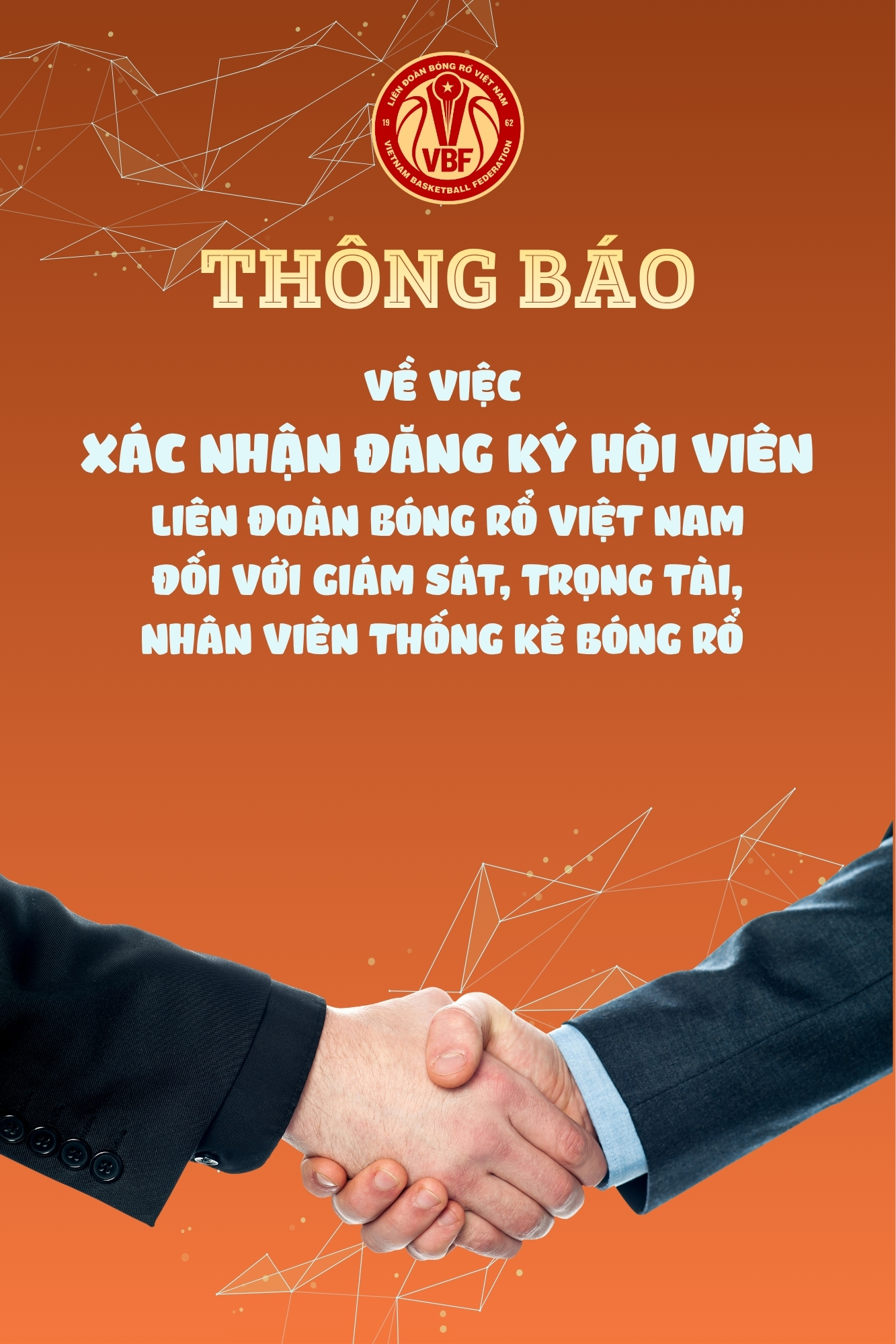 THÔNG BÁO Về việc xác nhận đăng ký hội viên Liên đoàn Bóng rổ Việt Nam
