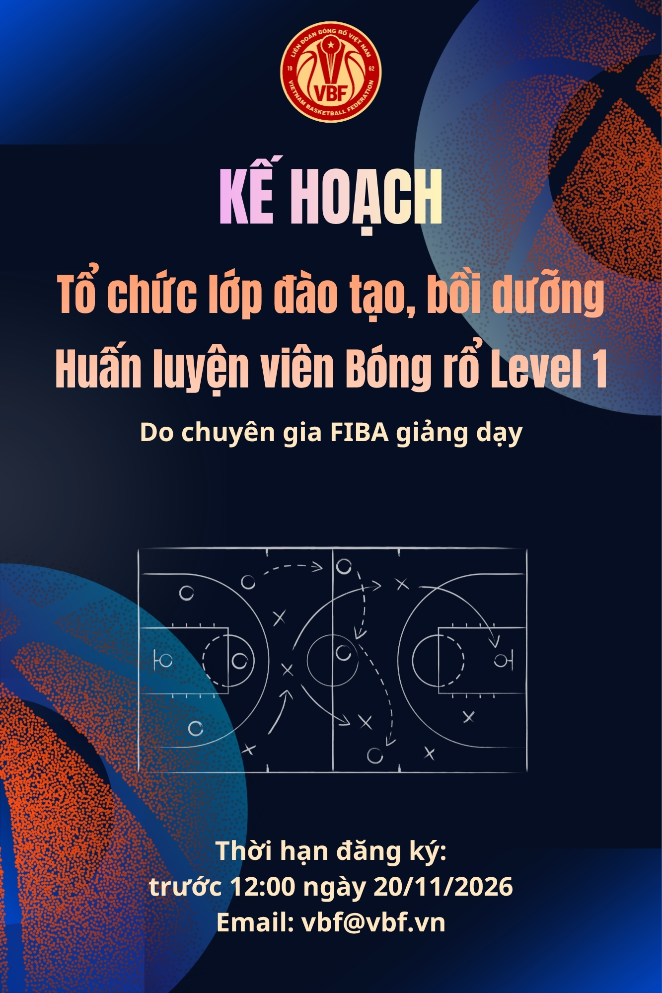 KẾ HOẠCH Tổ chức lớp đào tạo, bồi dưỡng Huấn luyện viên Bóng rổ Level 1